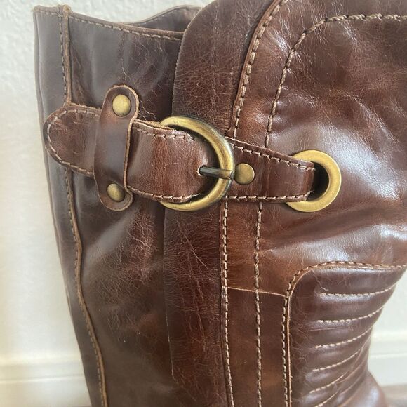 Carlos By Carlos Santana Momentum Tall Riding Boots Brown Womens 8 M Buckle Boho - Picture 3 of 7